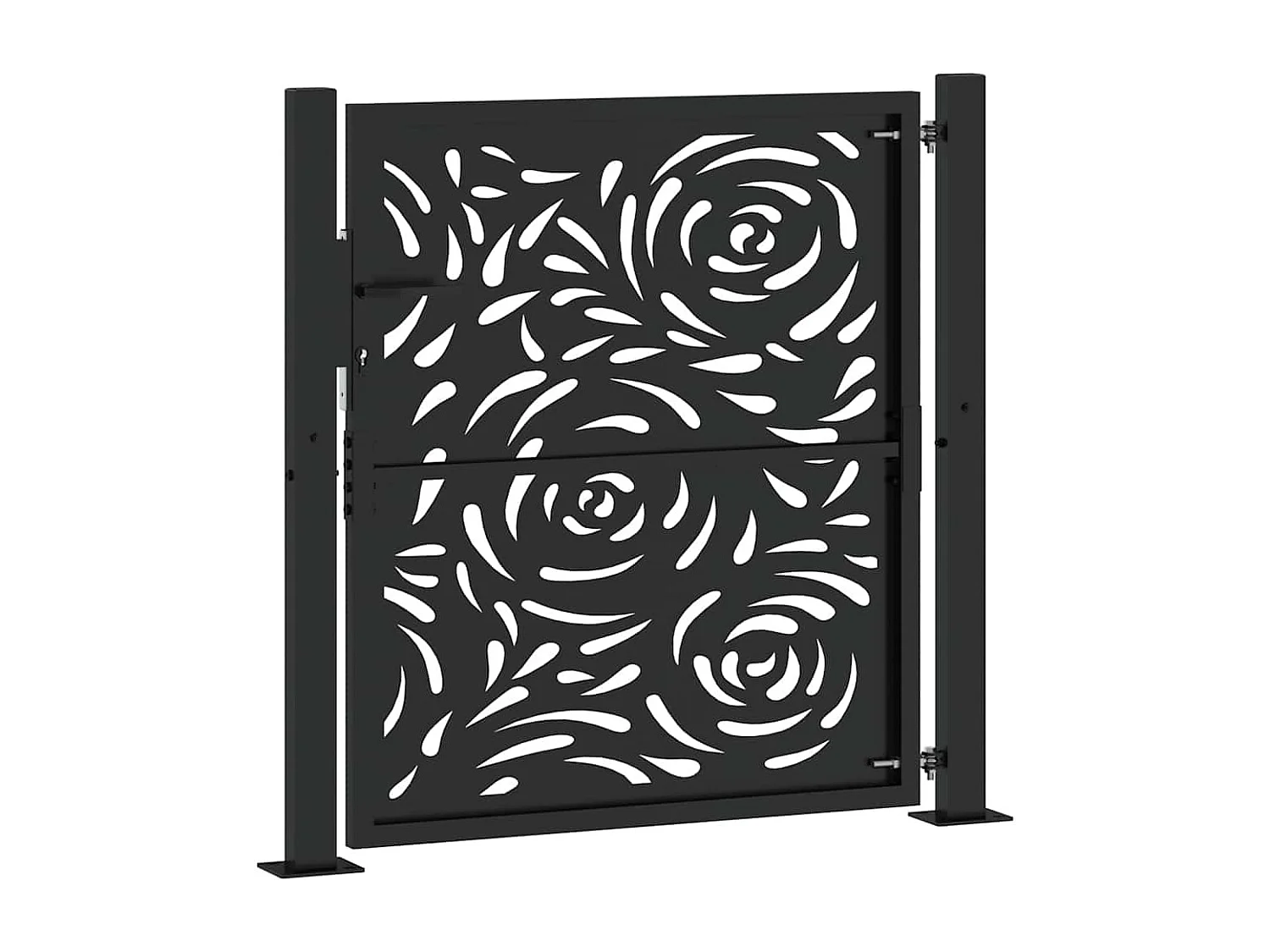 Portail de jardin noir 105x106 cm acier conception de flamme