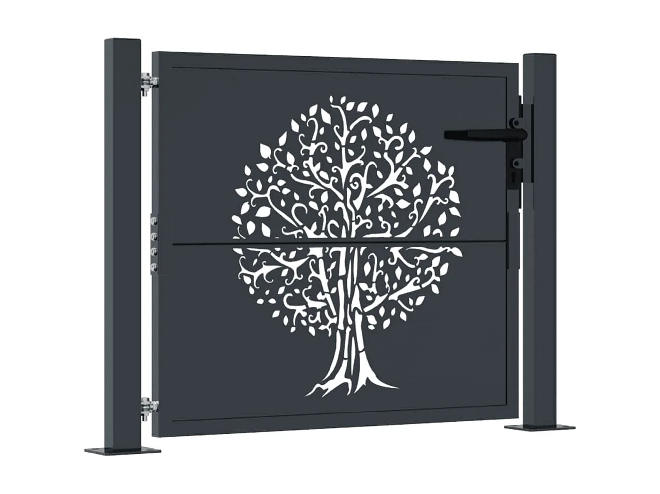 Portão de jardim antracite 105x105cm aço design árvore