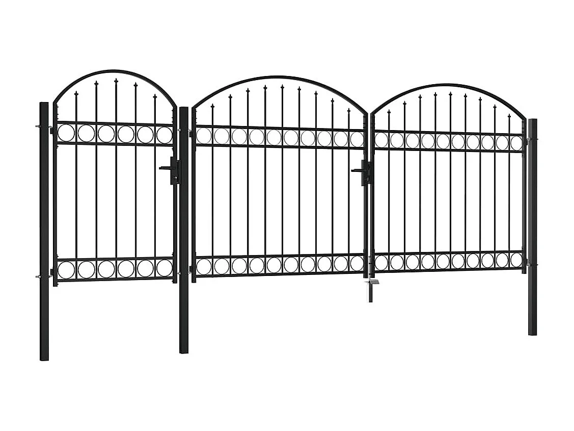 Portão de jardim com topo arqueado em aço 2,25 x 4 m preto