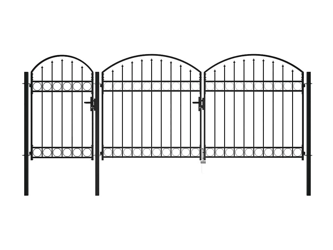 Puerta de jardín con parte superior arqueada de acero 2,25 x 4 m color negro