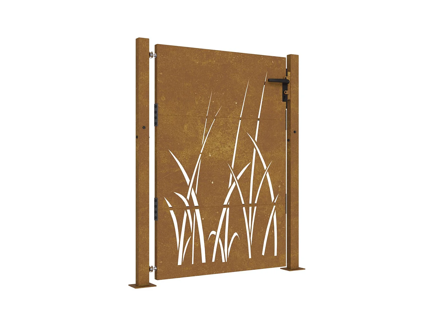 Portail de jardin 105x130 cm acier corten conception d'herbe