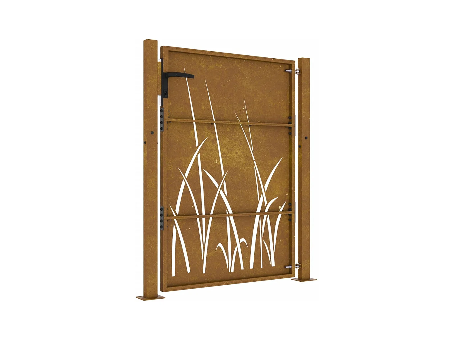 Portail de jardin 105x130 cm acier corten conception d'herbe