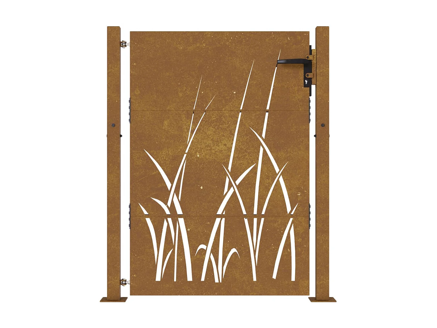 Portail de jardin 105x130 cm acier corten conception d'herbe