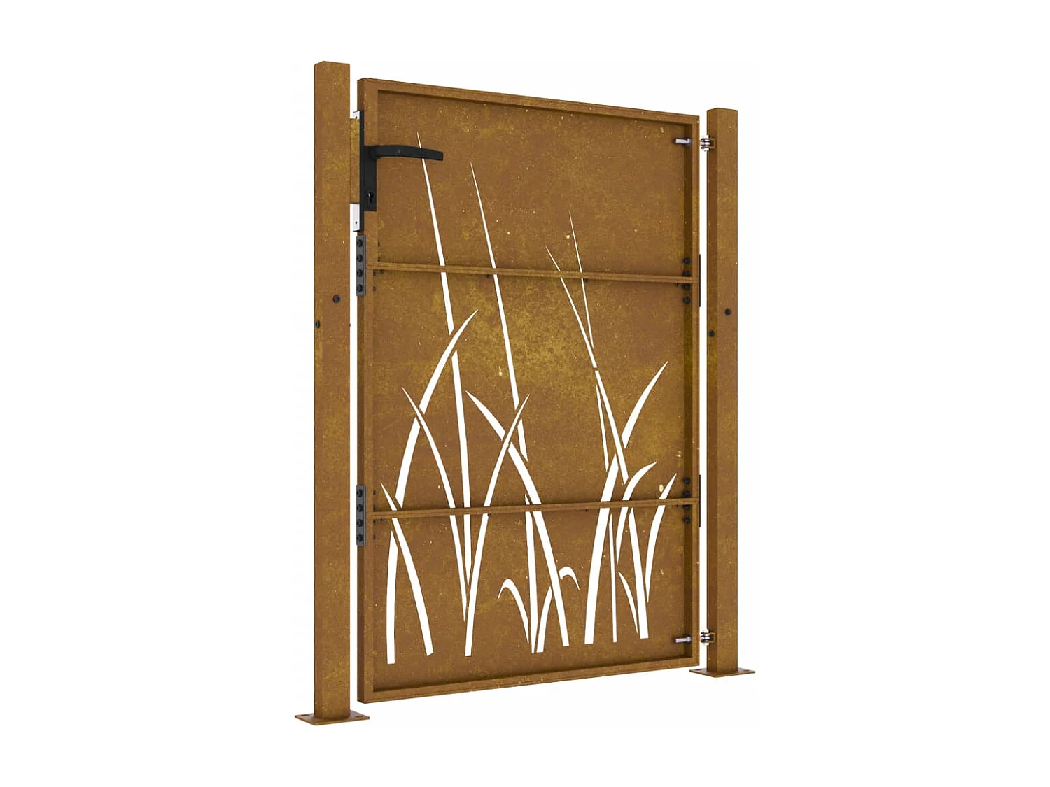 Portail de jardin 105x130 cm acier corten conception d'herbe