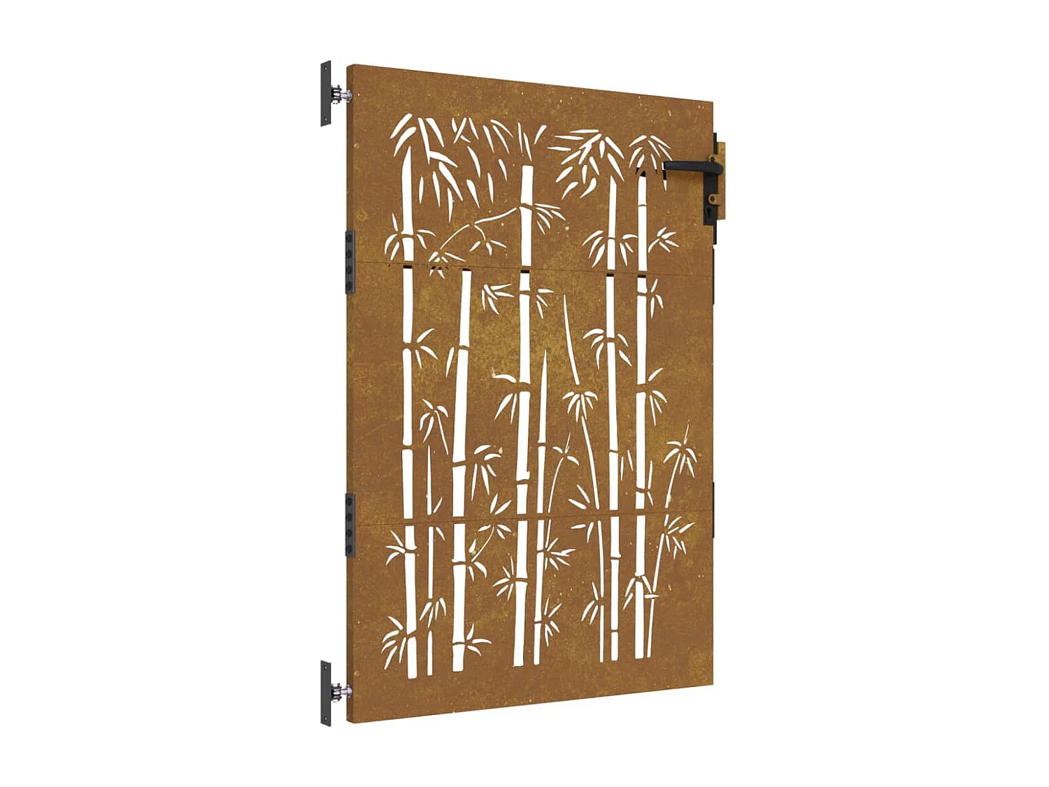 Portail de jardin 85x150 cm acier corten design de bambou