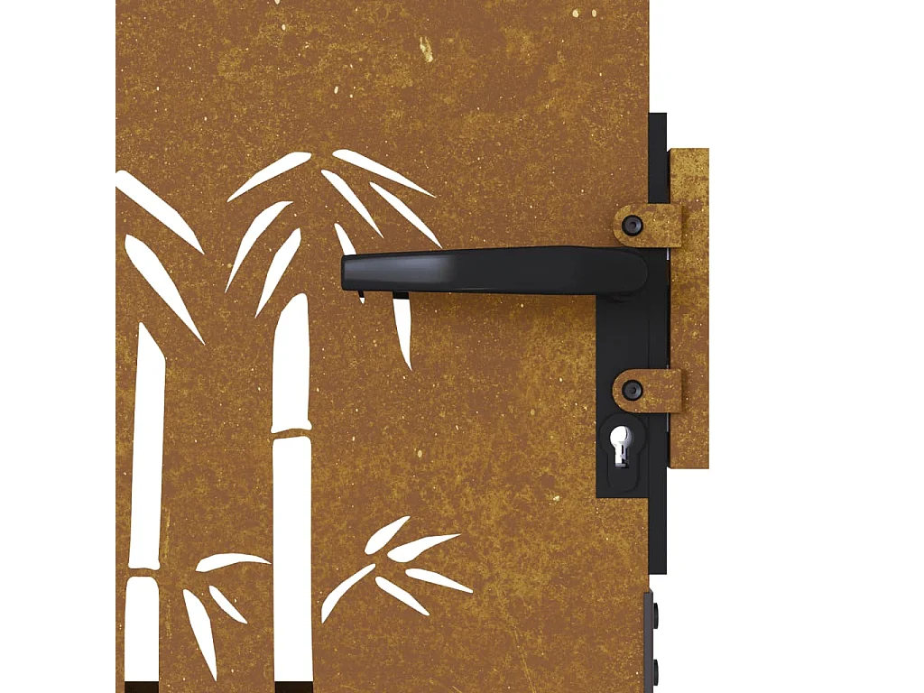 Portail de jardin 85x150 cm acier corten design de bambou