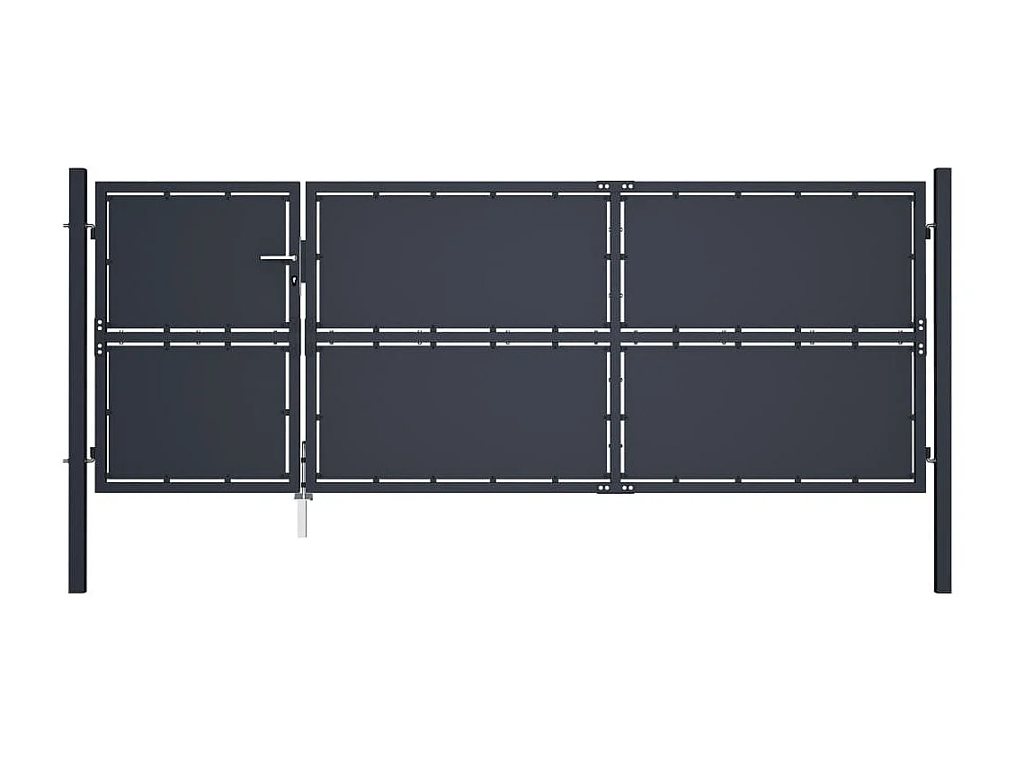 Puerta de jardín de acero 350 x 125 cm color antracita