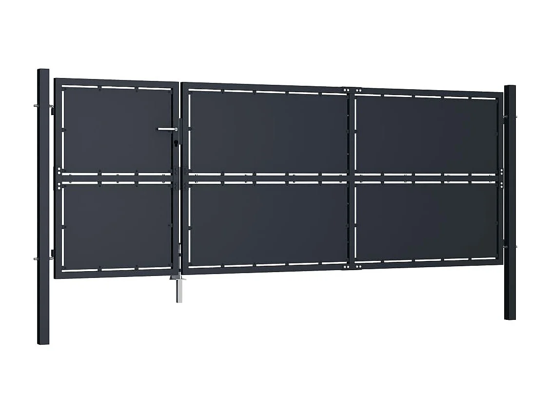 Puerta de jardín de acero 350 x 125 cm color antracita