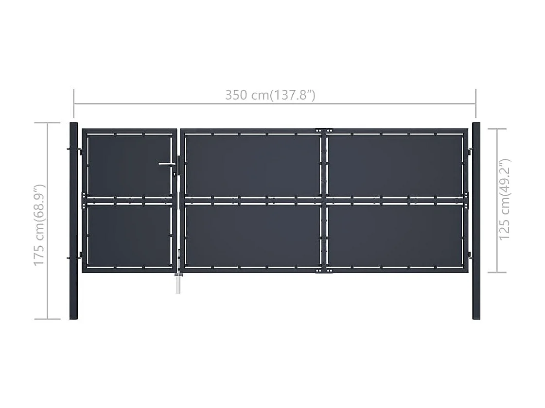Portail de jardin Acier 350 x 125 cm Anthracite