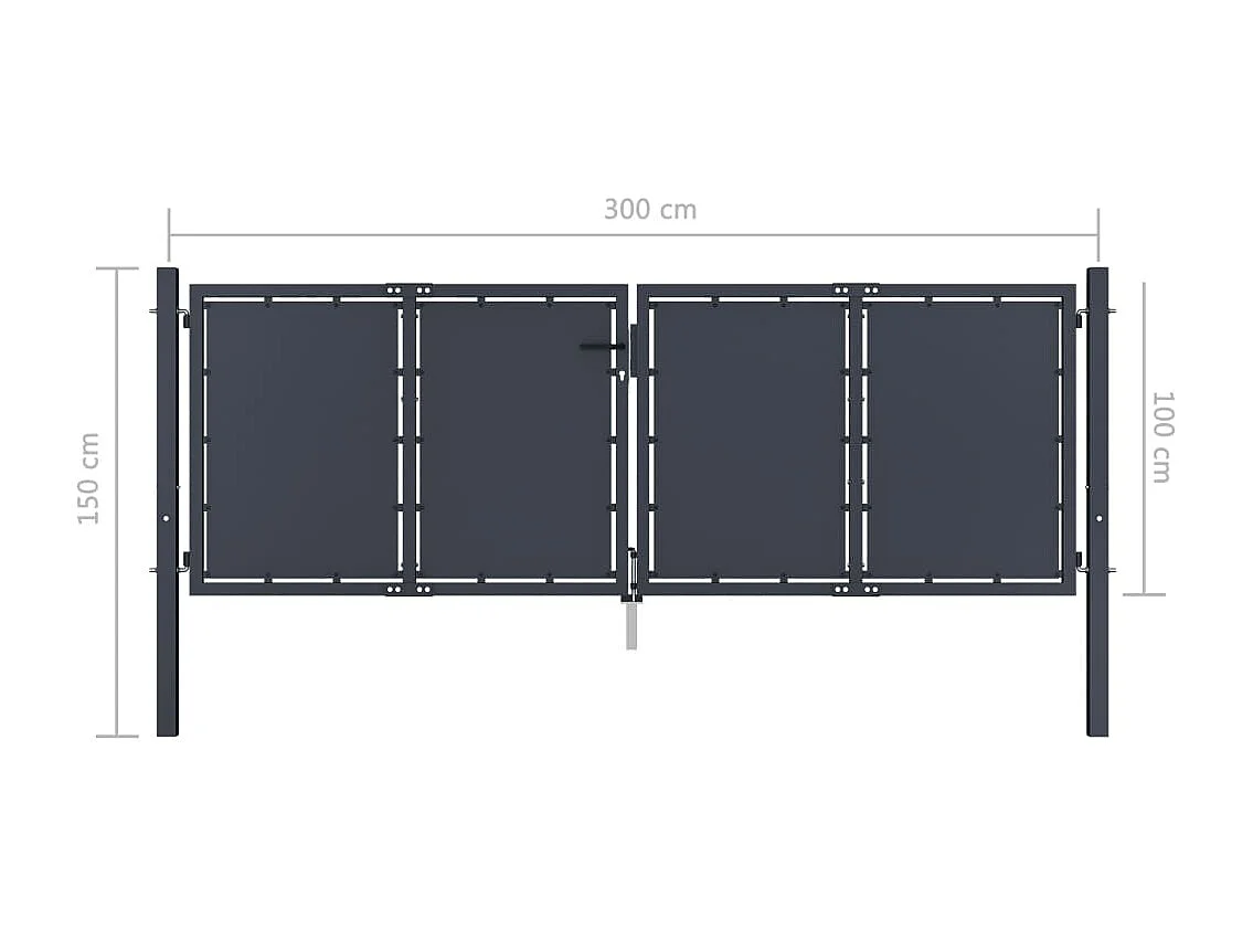 Portail de jardin Acier 300 x 100 cm Anthracite