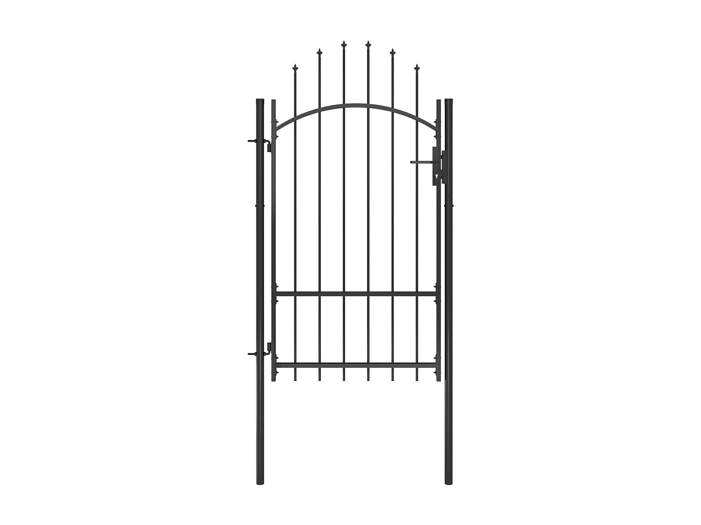 Cancello Da Giardino In Acciaio 2x4 Metri Nero - Porta Pedonale Con Design Ad Arco, Bloccabile E Antiruggine - Foto 13