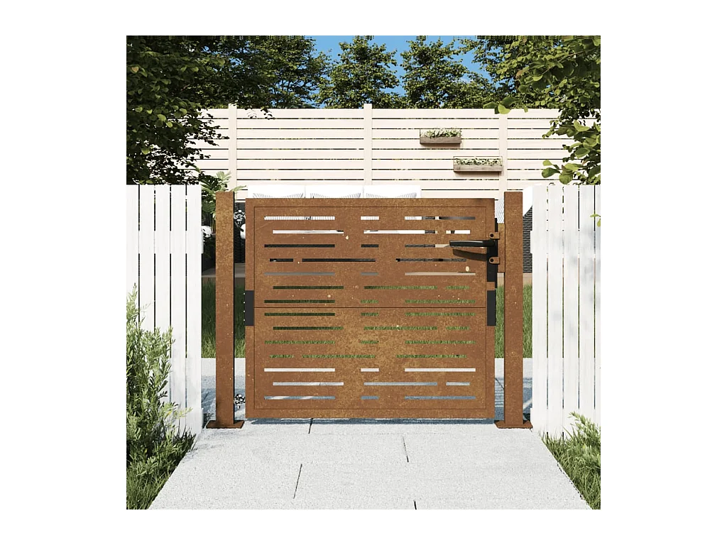 Portail de jardin 105x105 cm acier corten conception de carré