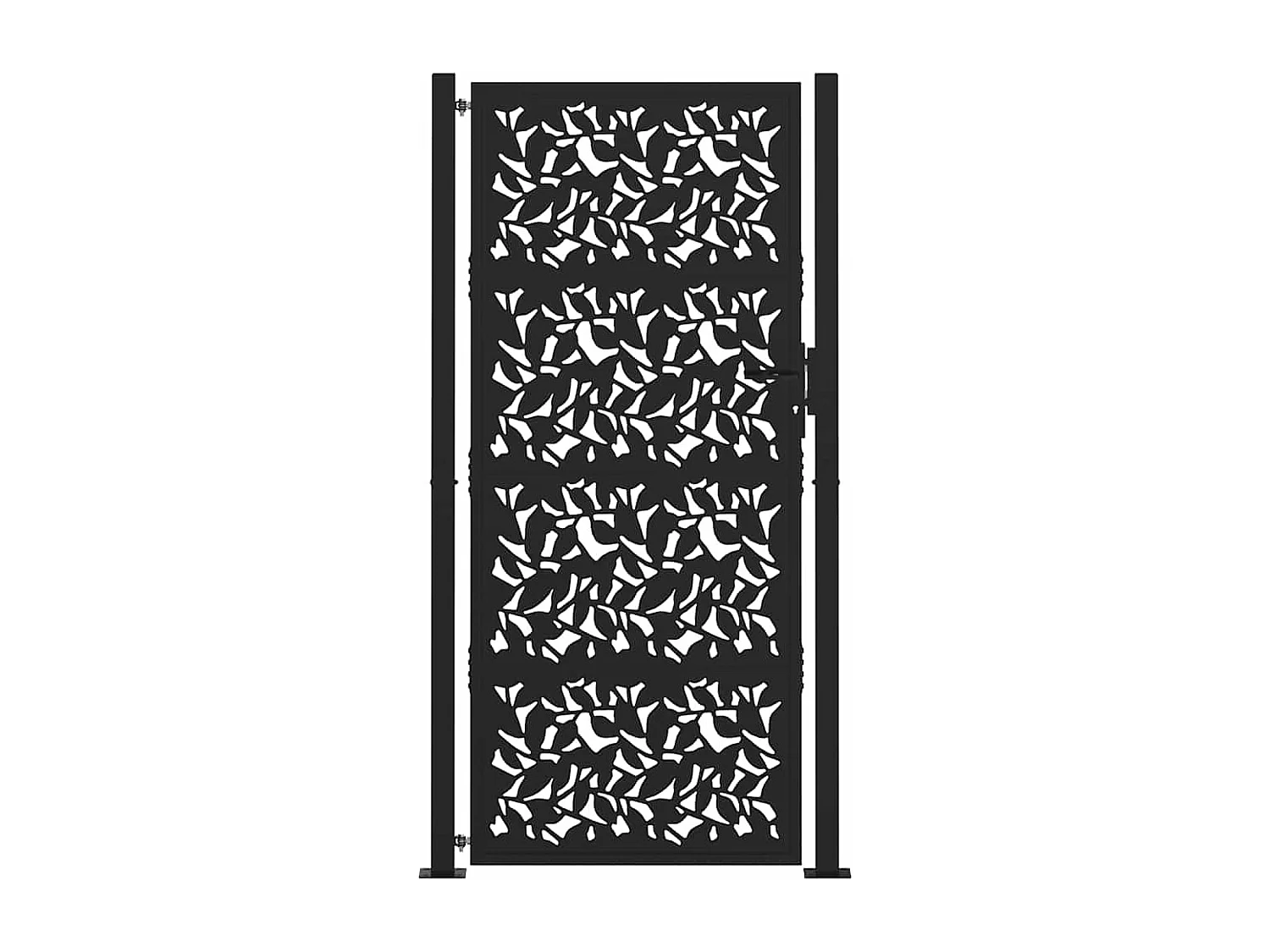 Portail de jardin noir 105x205 cm acier conception de feuilles