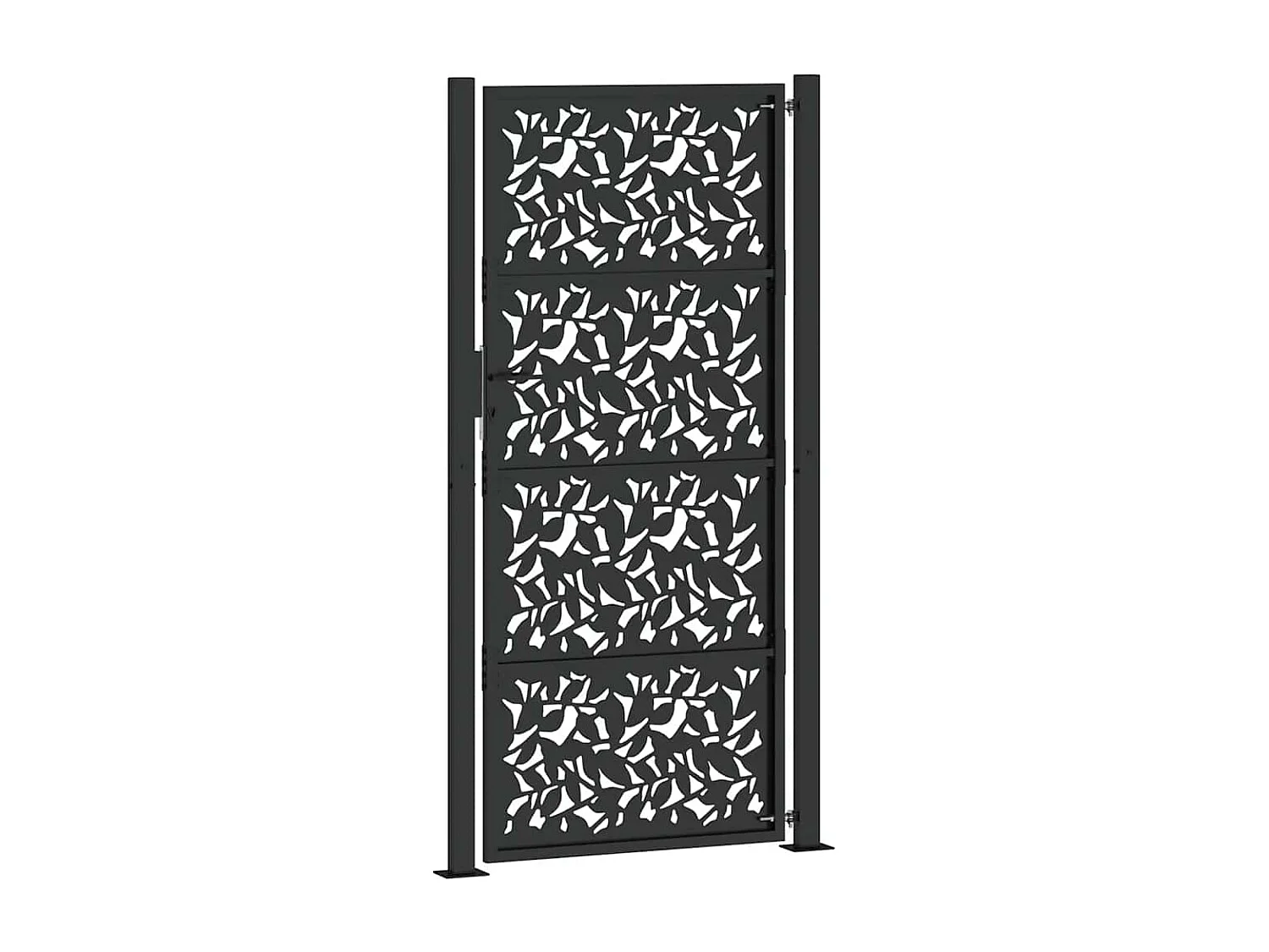 Portail de jardin noir 105x205 cm acier conception de feuilles