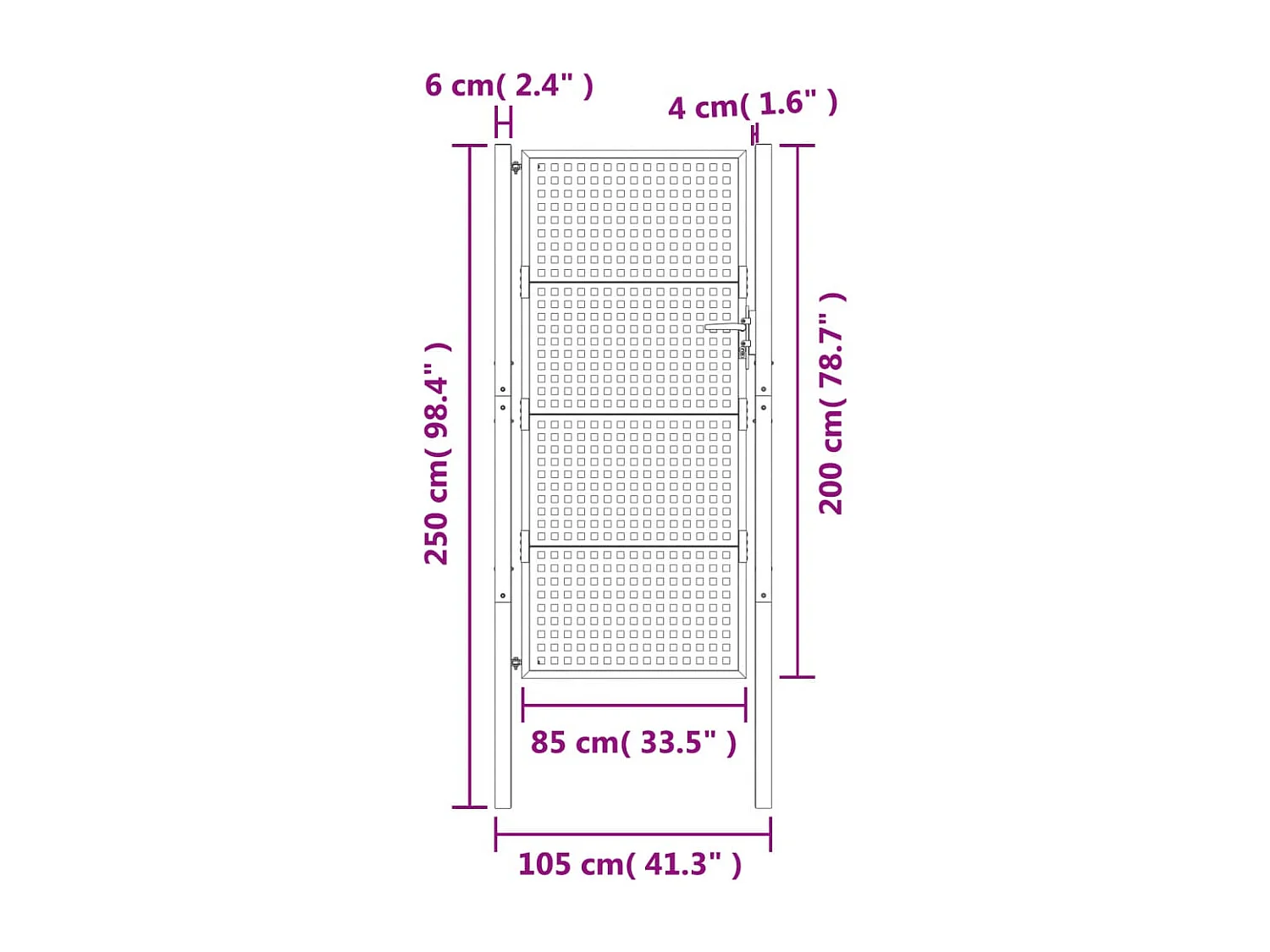 Anthrazit Gartentor 105x250 cm Stahl