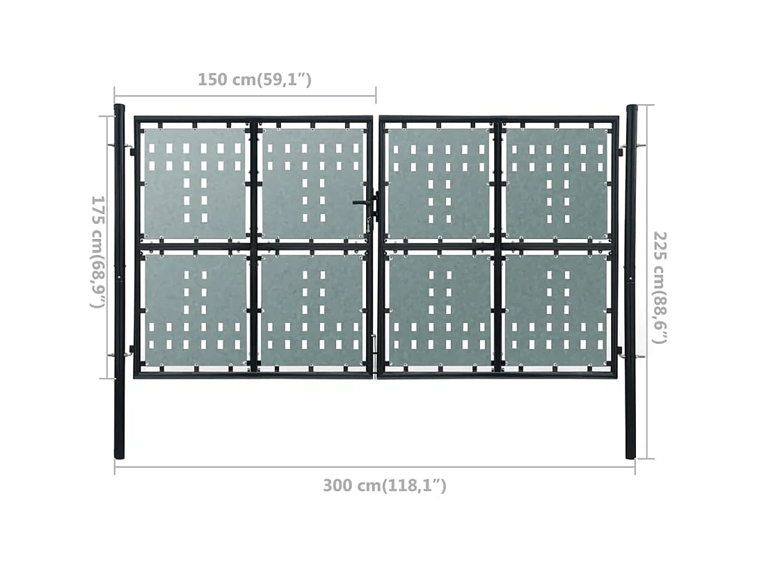 Portail simple de cl?ture Noir 300x225 cm