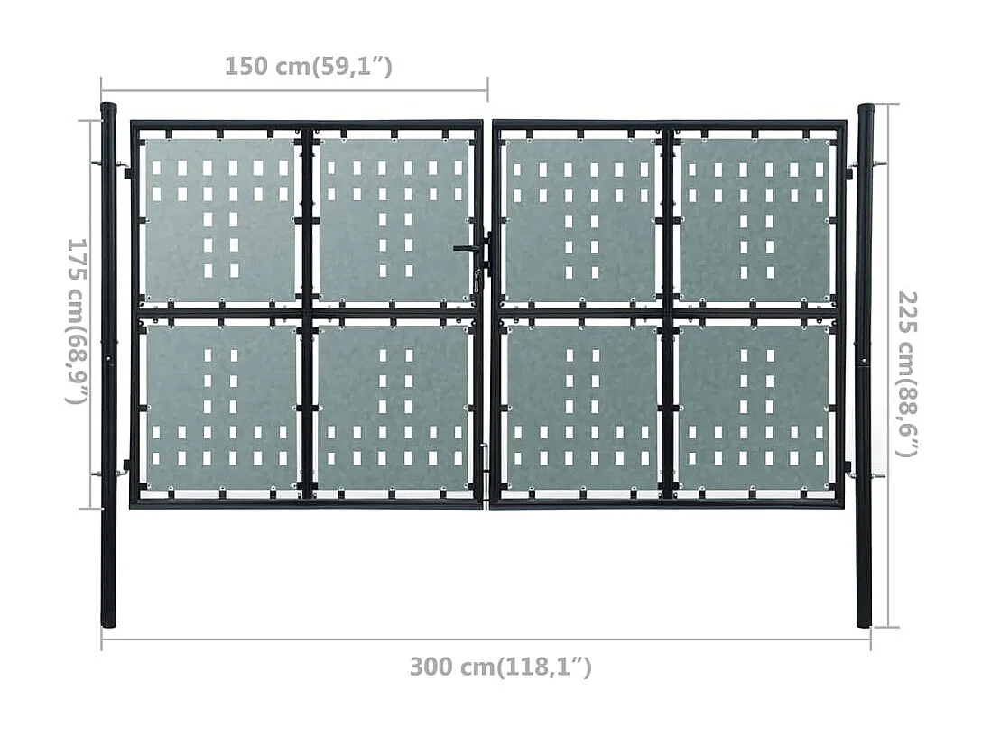 Portail simple de cl?ture Noir 300x225 cm