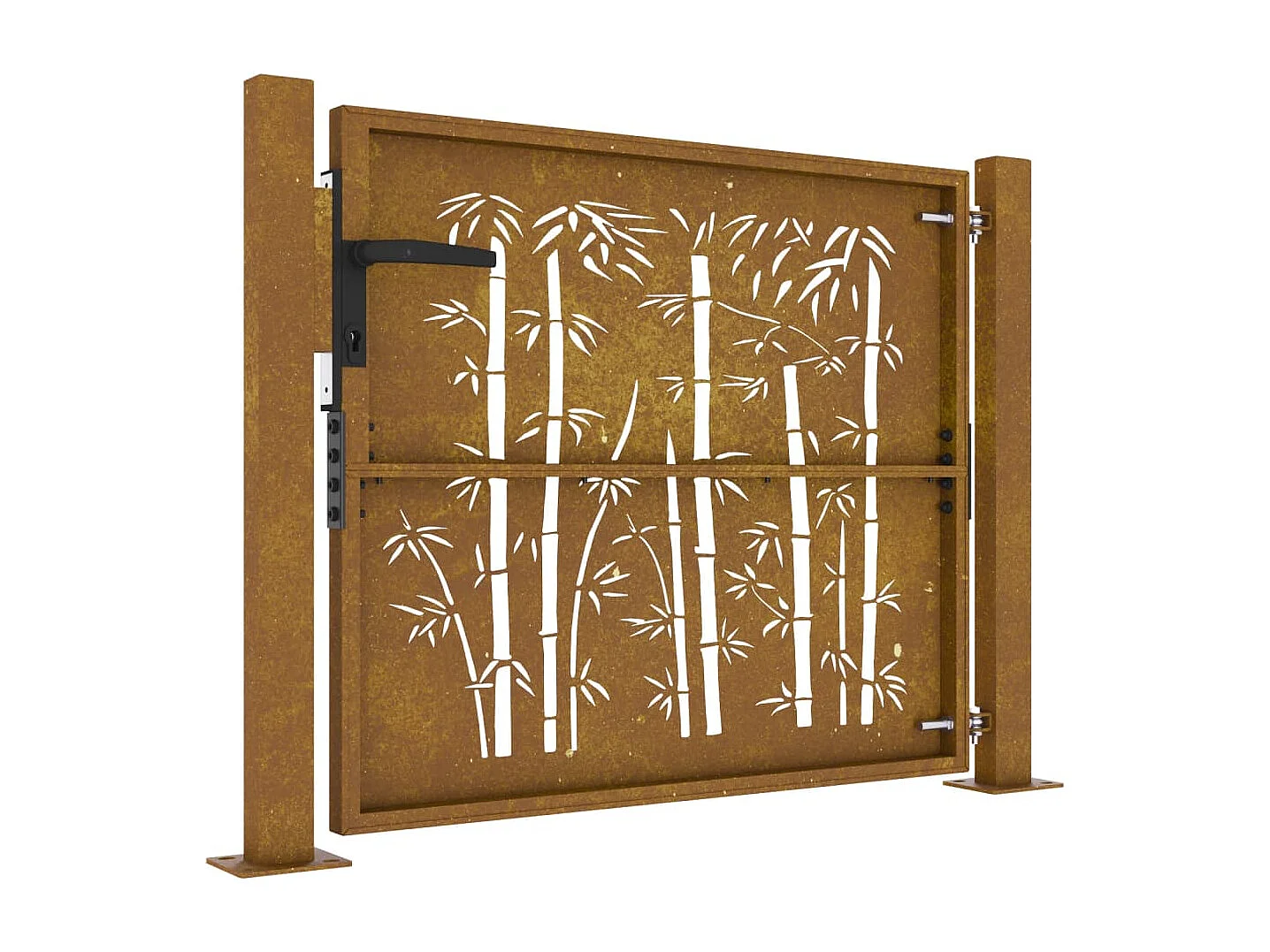 Gartentor 105x105 cm Cortenstahl Bambus Design