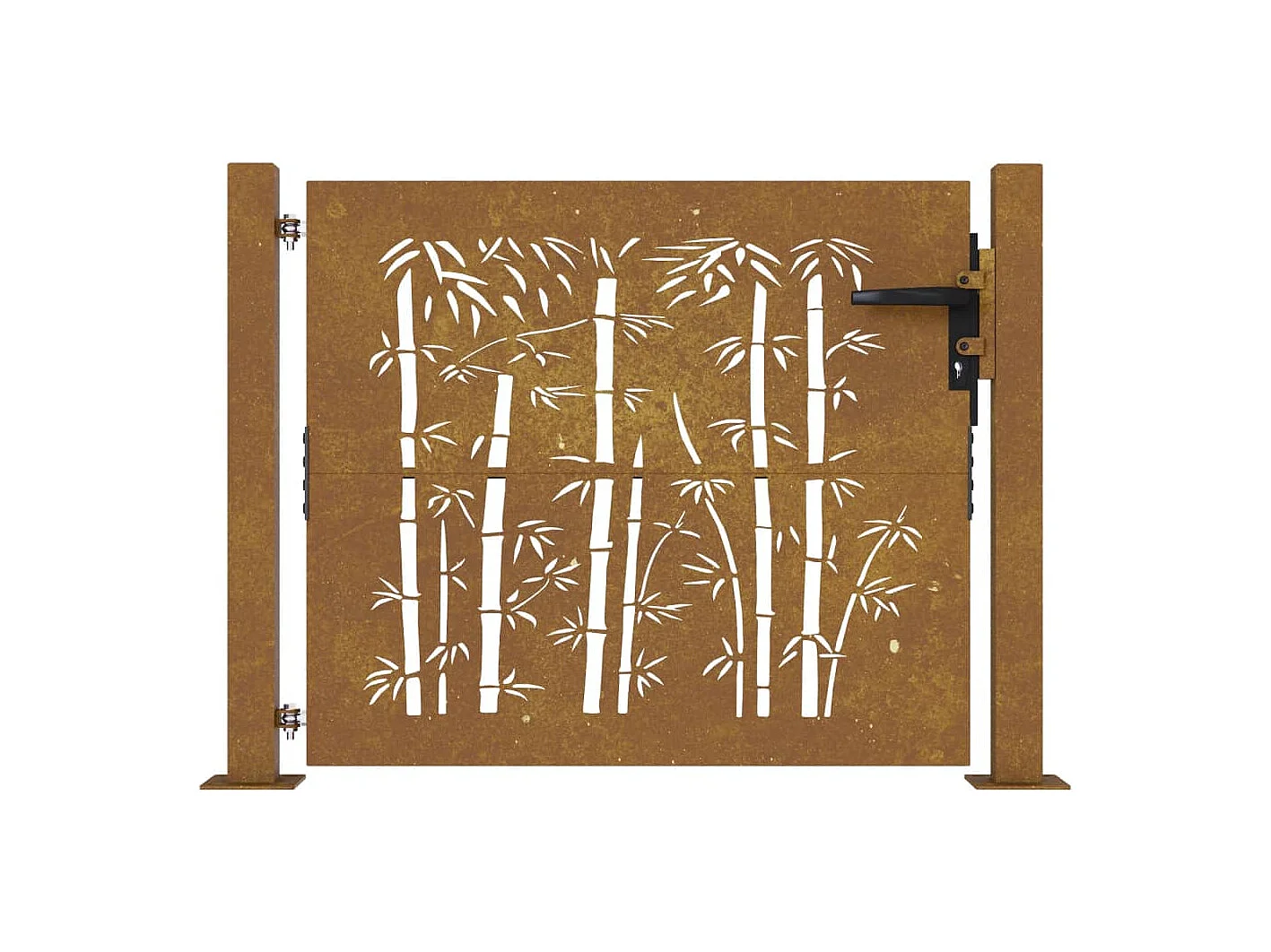 Portail de jardin 105x105 cm acier corten design de bambou