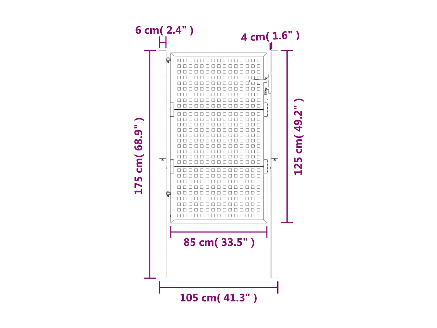 Anthrazit Gartentor 105x175 cm Stahl