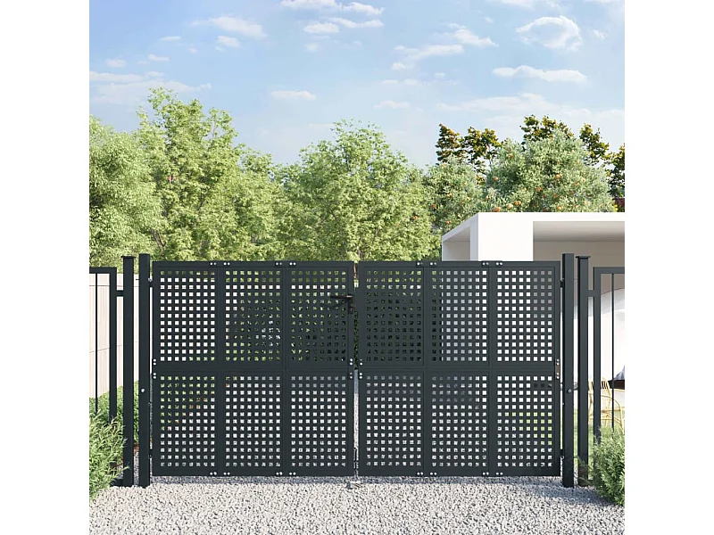 Portail de jardin anthracite 300 x 150 cm acier