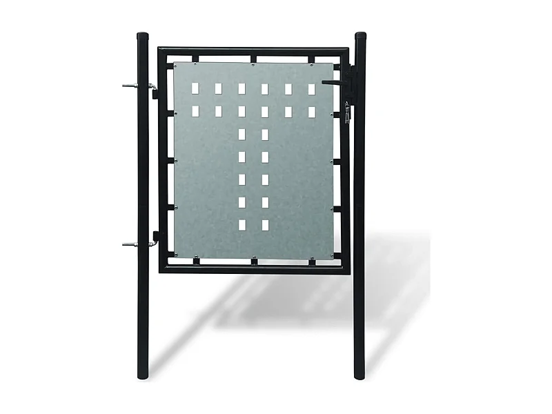 Puerta de valla sencilla negra 100x150 cm