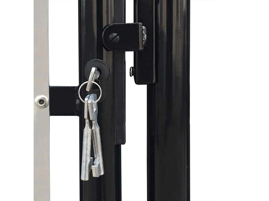 Puerta de valla sencilla negra 100x150 cm