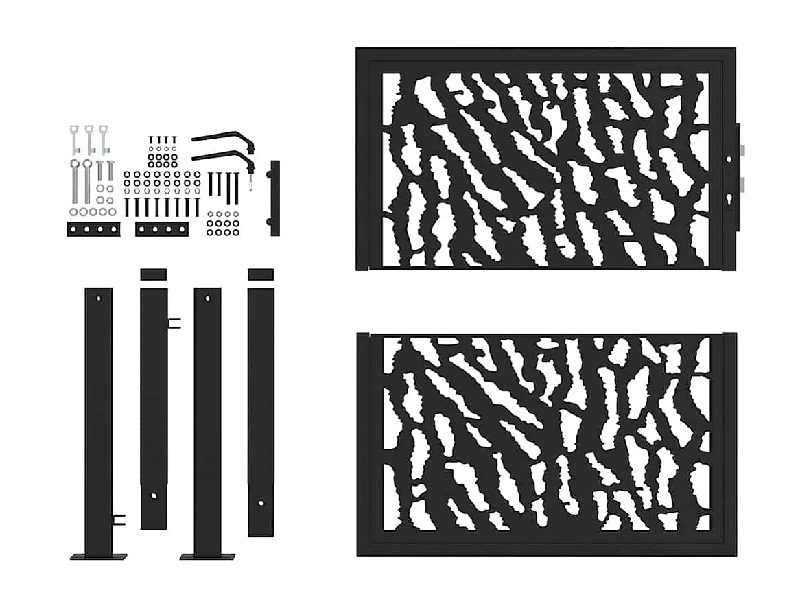 Cancello da giardino nero 105x106 cm in acciaio design linee