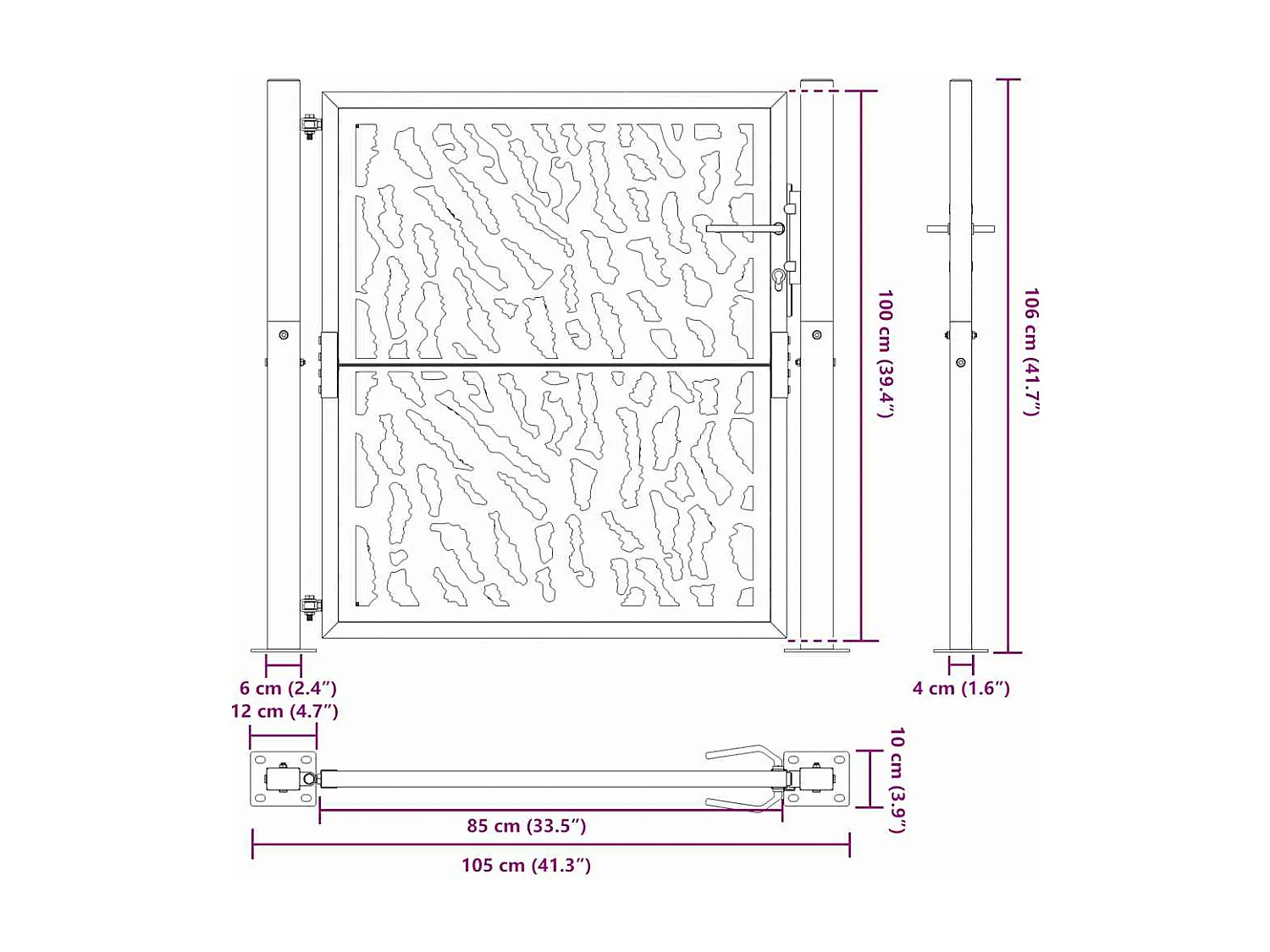 Portail de jardin noir 105x106 cm acier conception de tracés