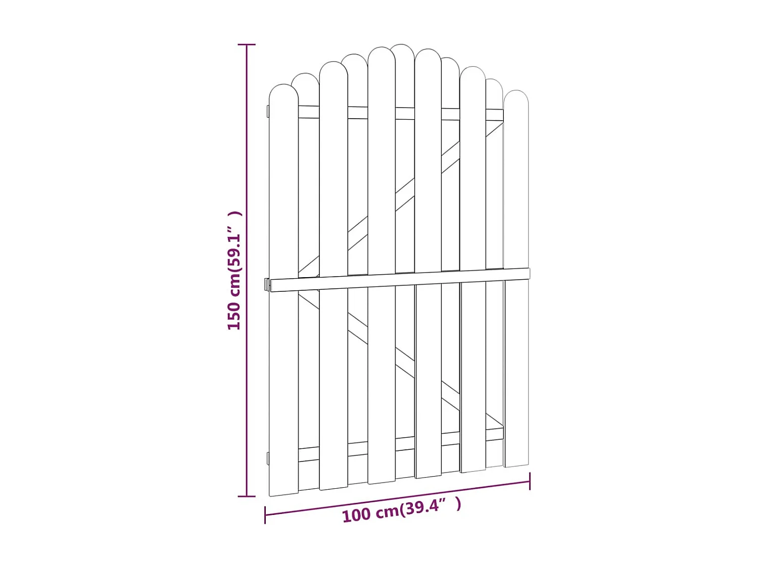 Portail de jardin Bois de pin imprégné 100x150 cm