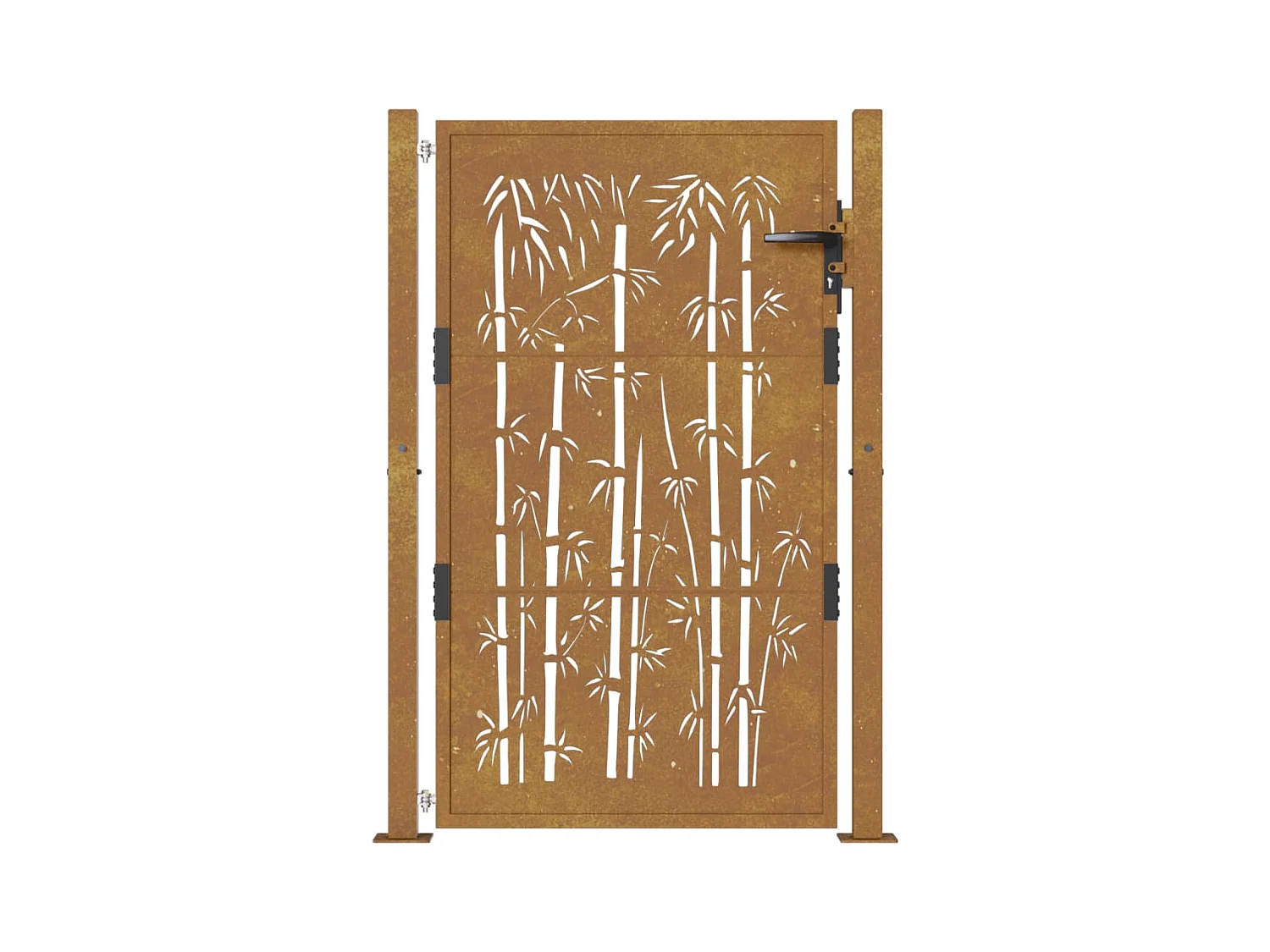 Portail de jardin 105x130 cm acier corten design de bambou