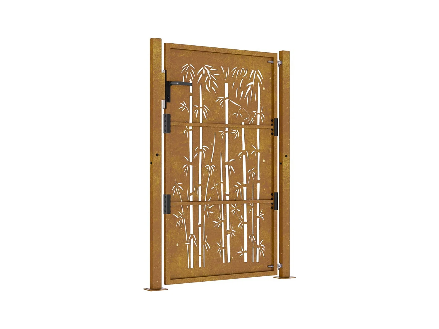 Portail de jardin 105x130 cm acier corten design de bambou