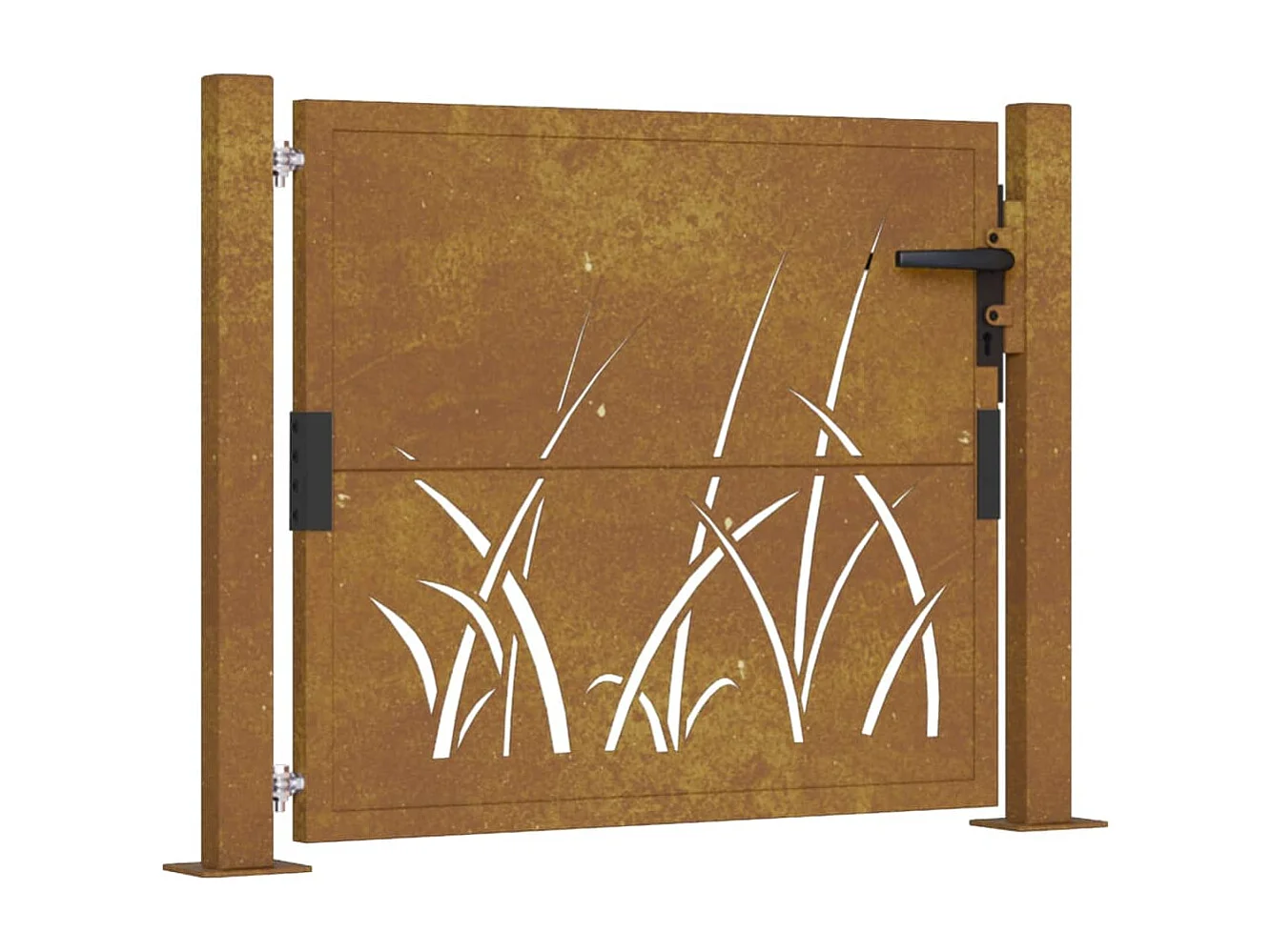 Portail de jardin 105x105 cm acier corten conception d'herbe