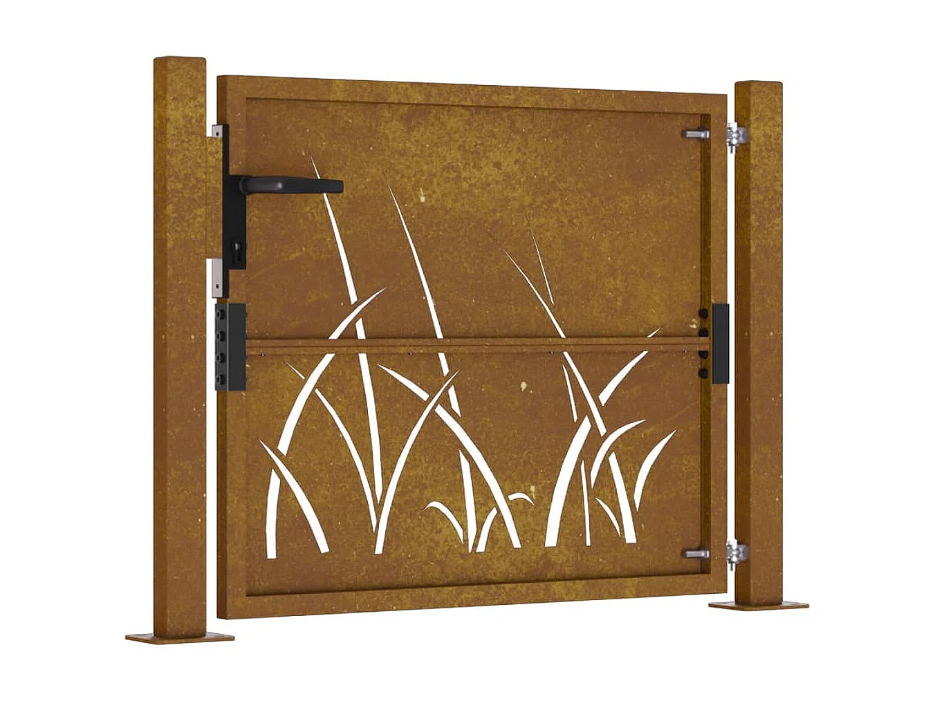 Portail de jardin 105x105 cm acier corten conception d'herbe