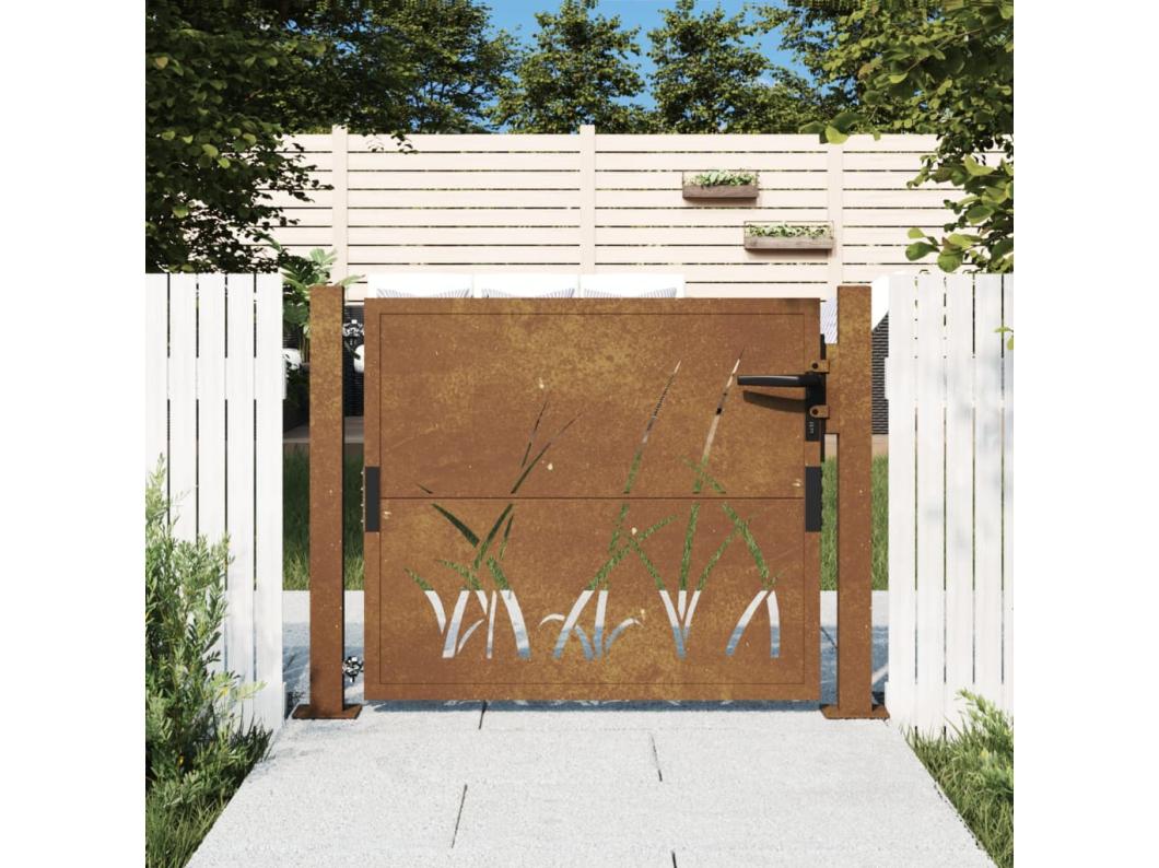 Tuinpoort 105x105 cm cortenstaal gras design