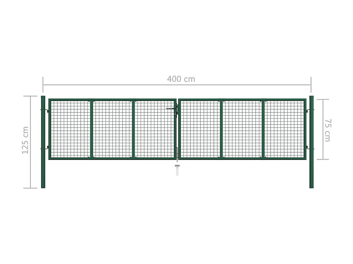 Portail en treillis de jardin acier 390x75 cm vert