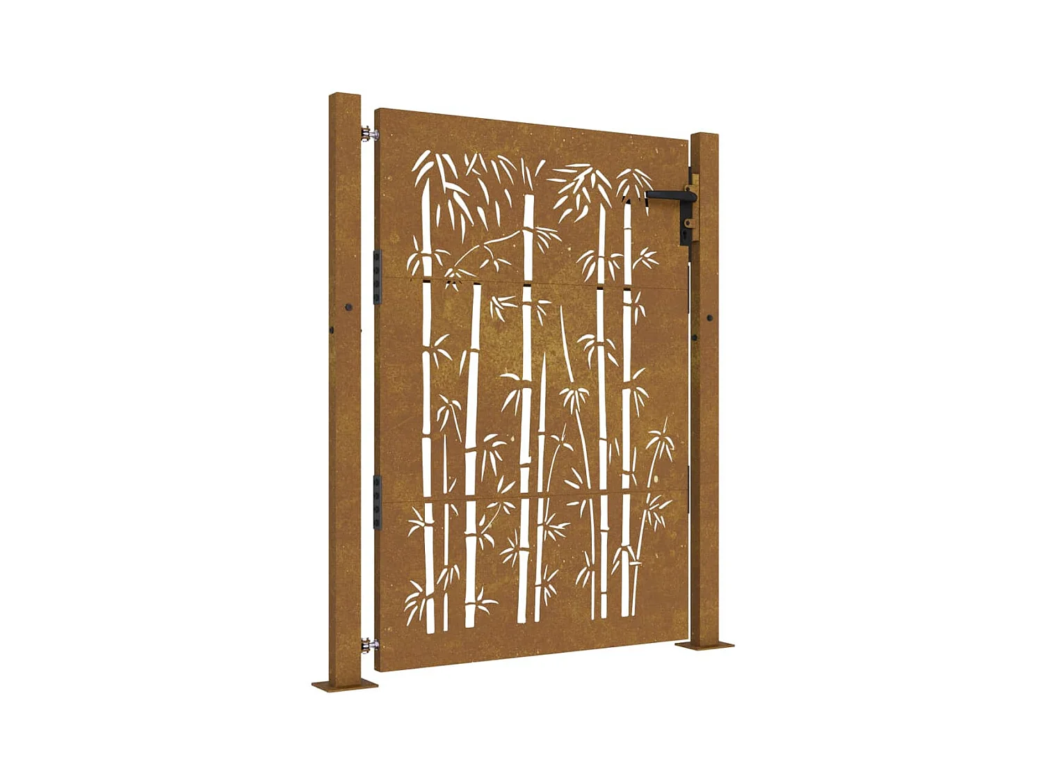 Portail de jardin 105x130 cm acier corten design de bambou
