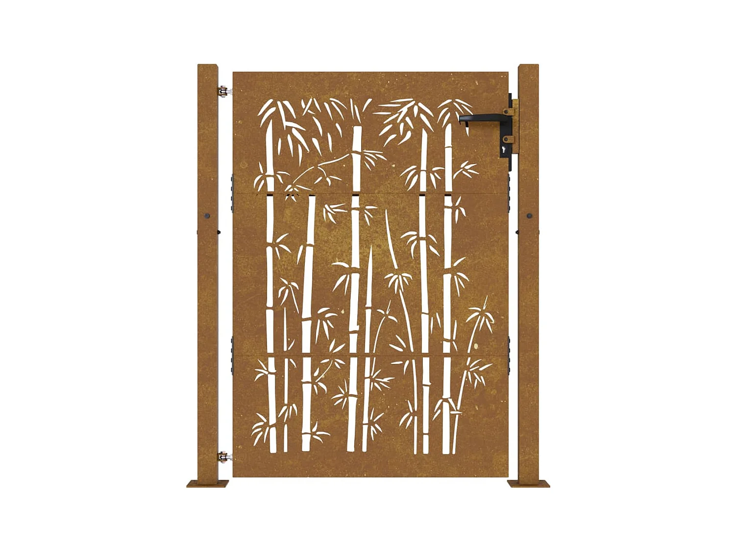 Portail de jardin 105x130 cm acier corten design de bambou
