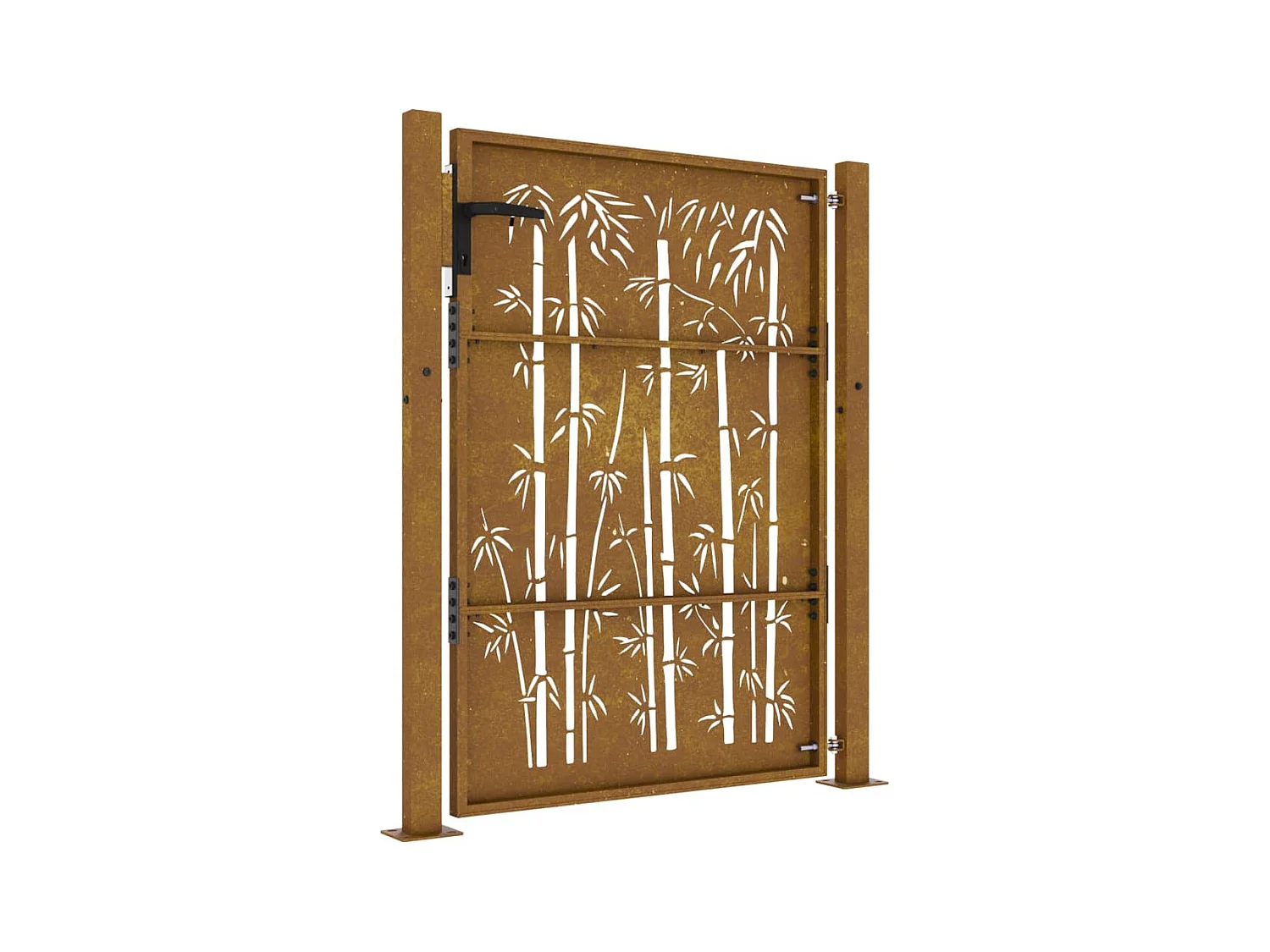 Portail de jardin 105x130 cm acier corten design de bambou