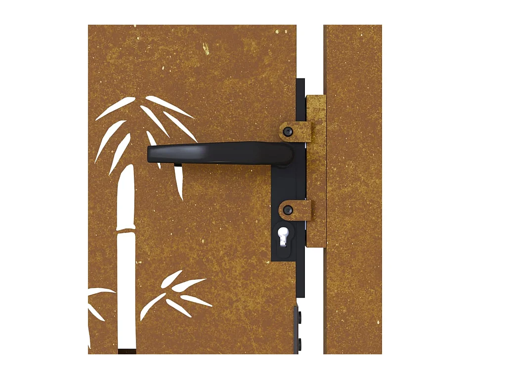 Portail de jardin 105x130 cm acier corten design de bambou