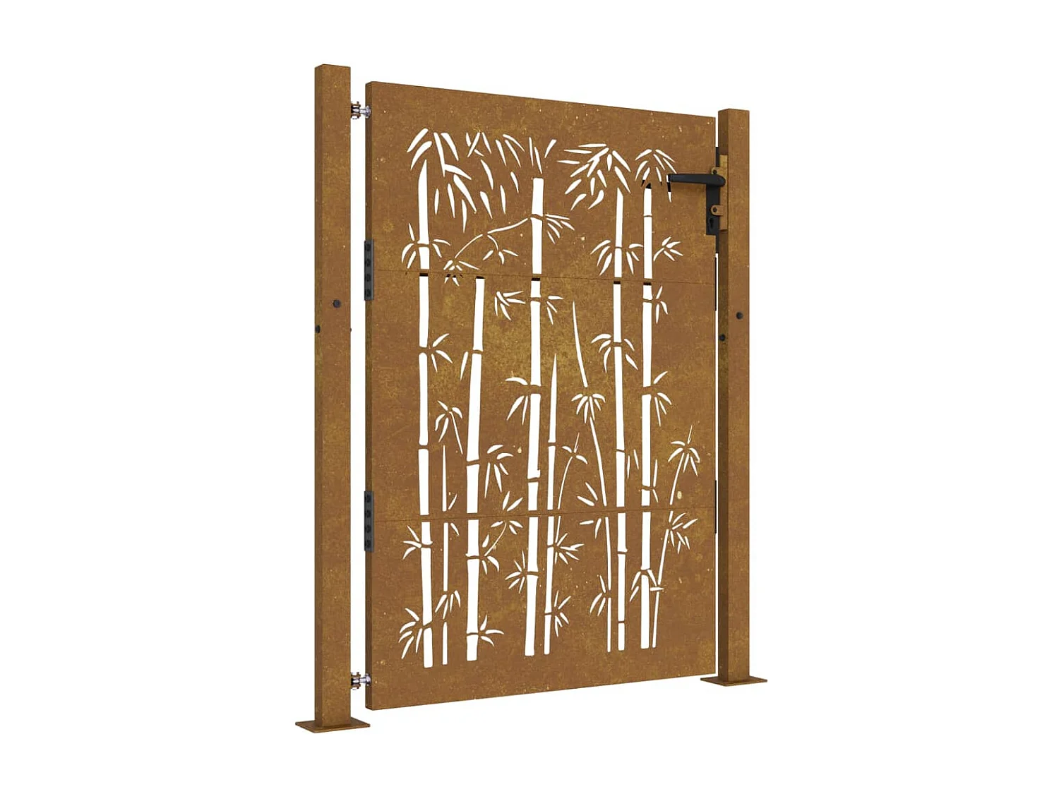 Portail de jardin 105x130 cm acier corten design de bambou