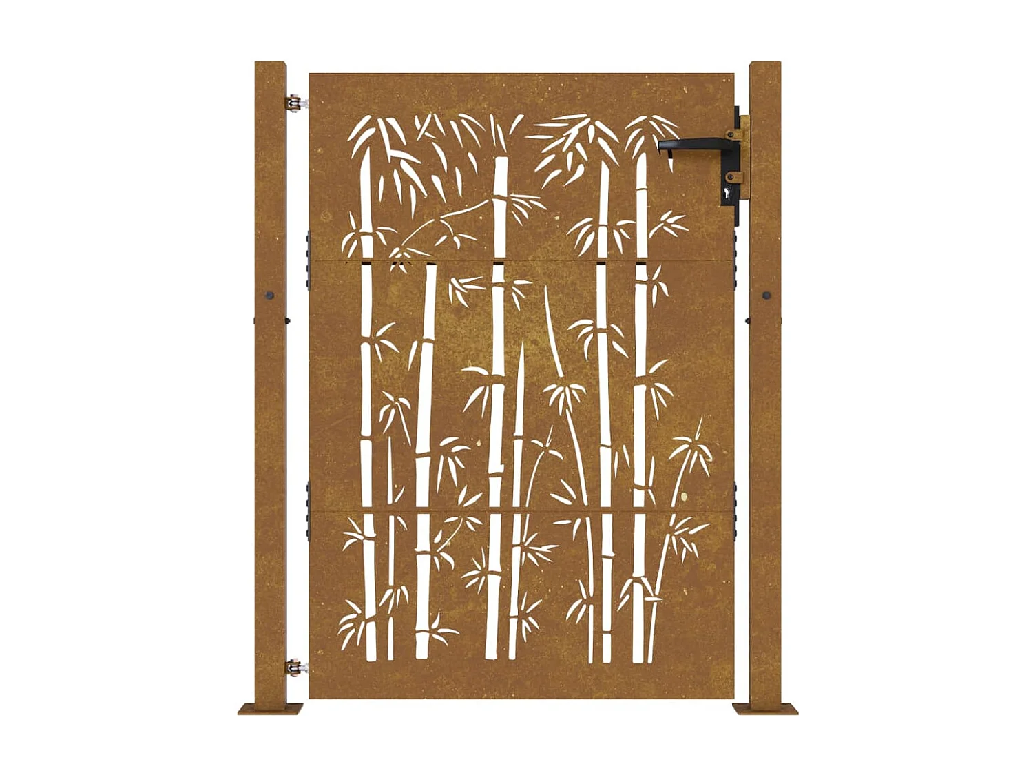 Portail de jardin 105x130 cm acier corten design de bambou