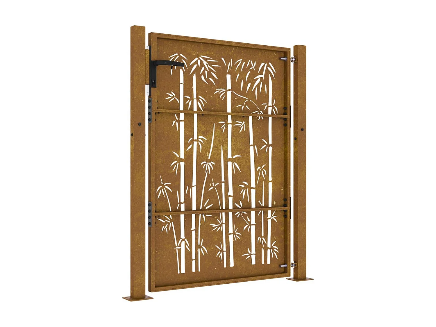 Portail de jardin 105x130 cm acier corten design de bambou