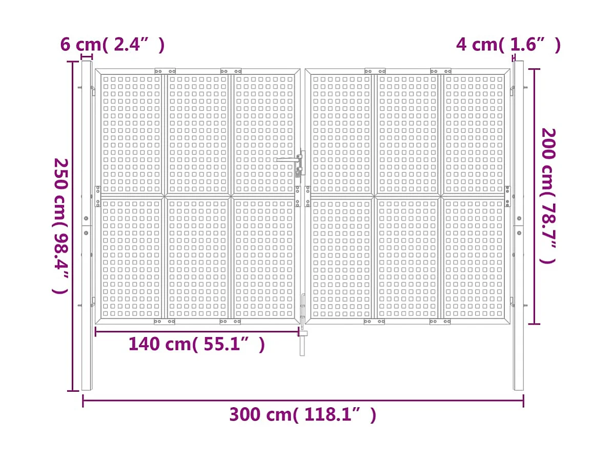 Cancello da giardino antracite 300 x 200 cm in acciaio