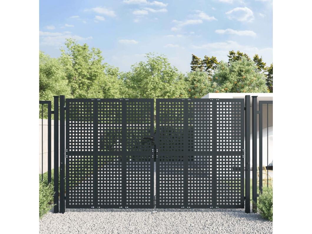 Tuinpoort antraciet 300 x 200 cm staal