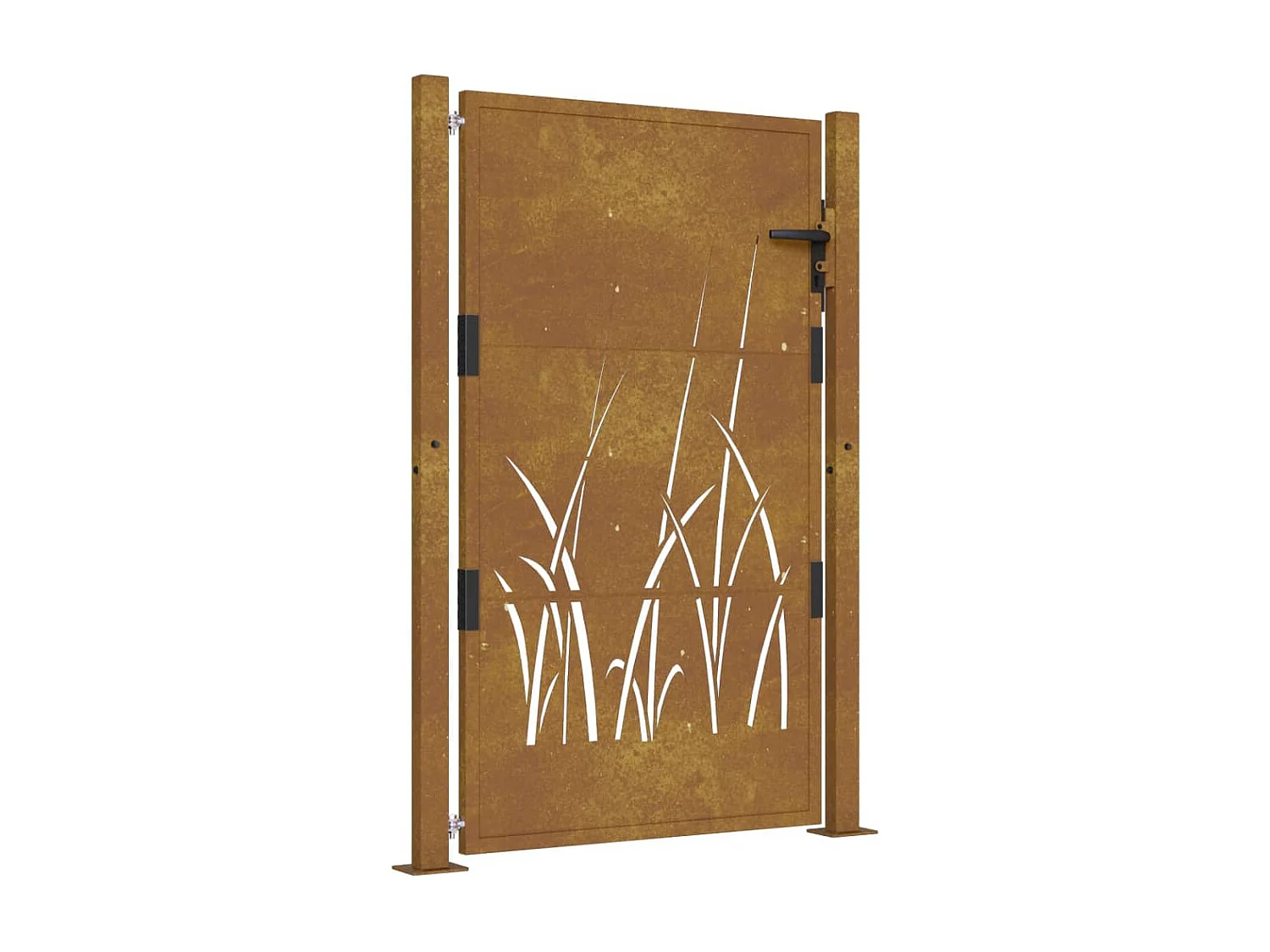 Portail de jardin 105x130 cm acier corten conception d'herbe