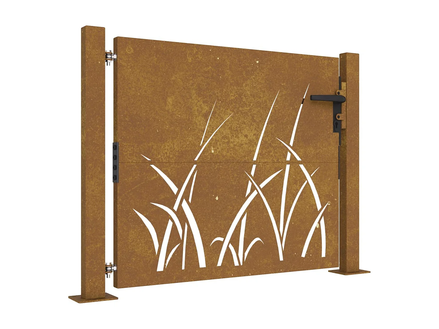 Portail de jardin 105x80 cm acier corten conception d'herbe
