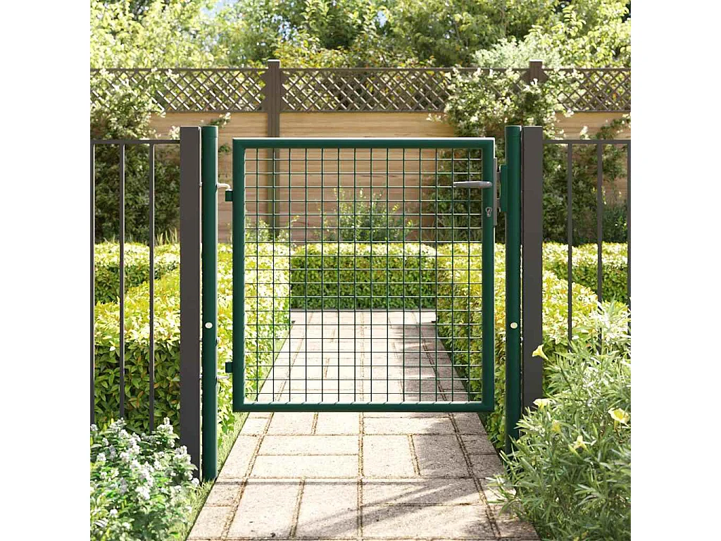 Puerta de valla de acero 100x75 cm color verde
