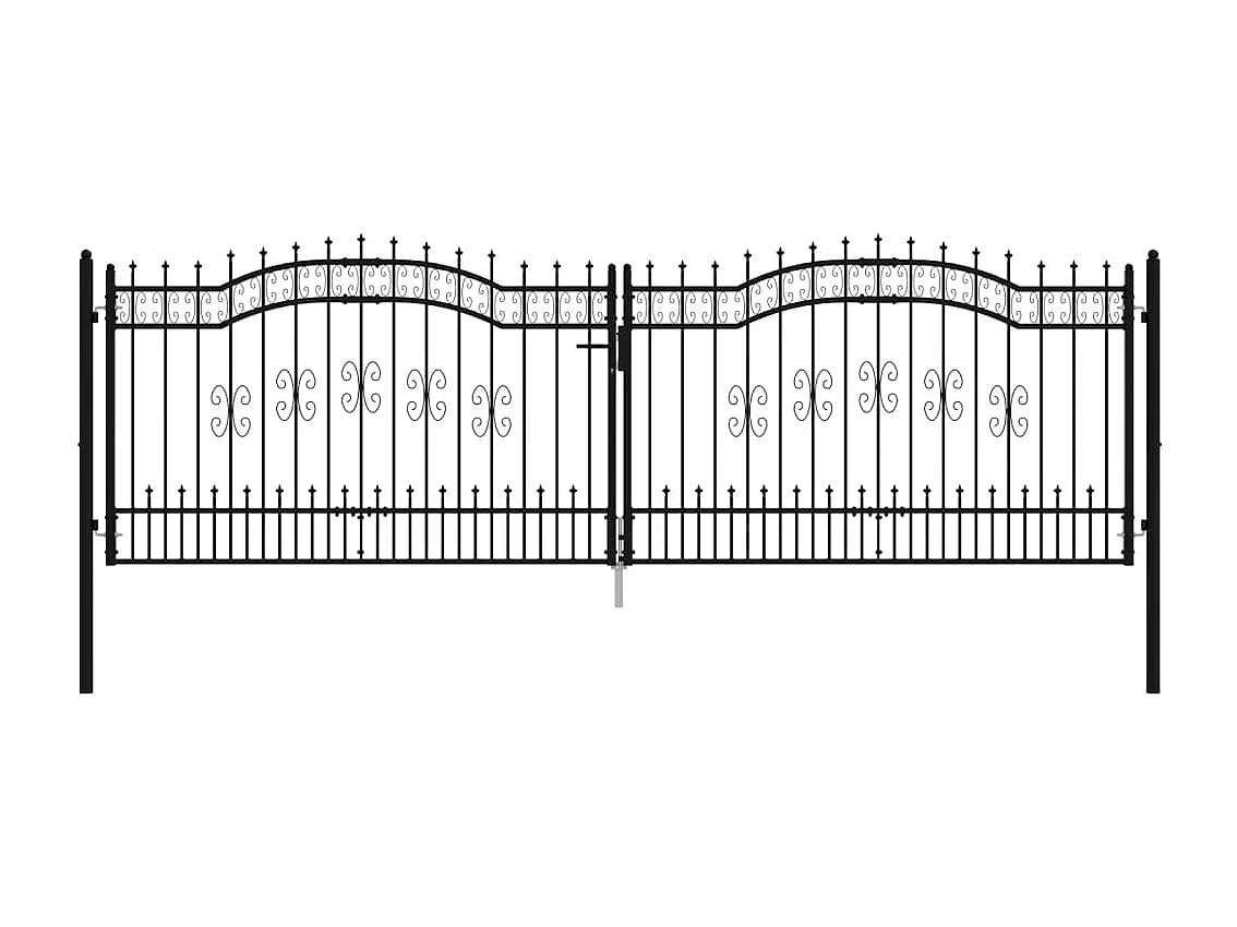 Portail et sommet de lance Noir 406x173 cm Acier enduit poudre