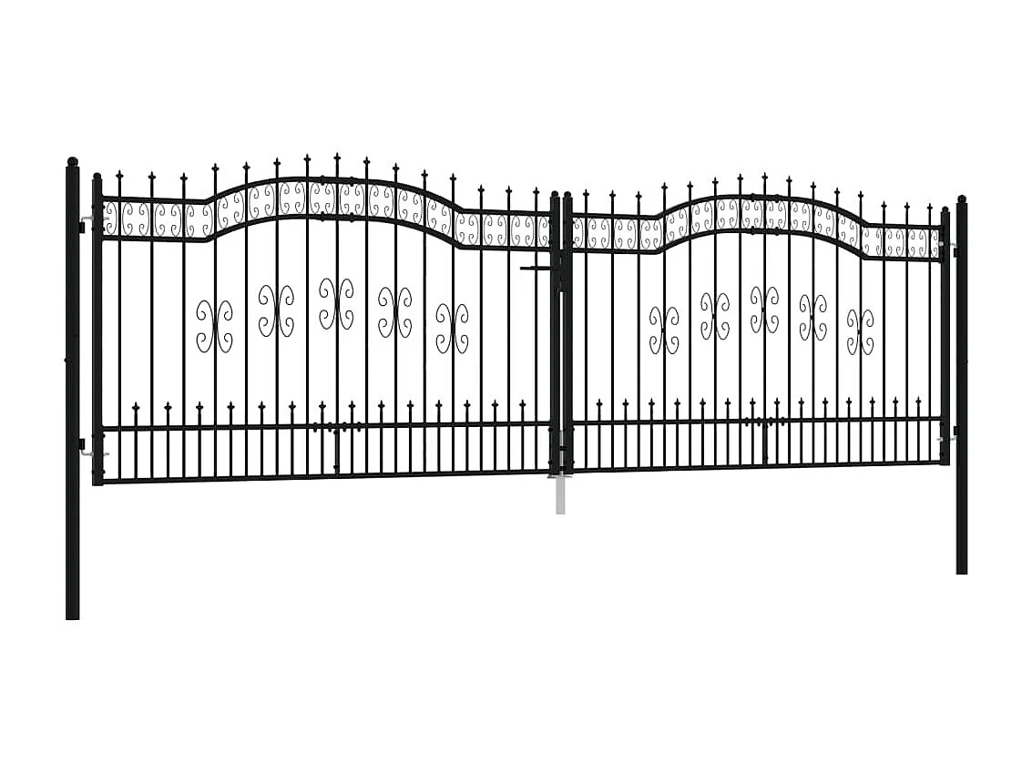 Portail et sommet de lance Noir 406x173 cm Acier enduit poudre